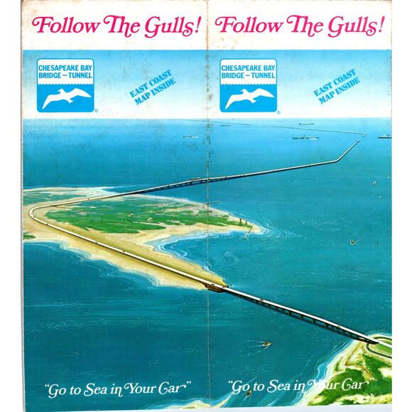 None Other - Vintage Chesapeake Bay Bridge-Tunnel Map & Fold Out Travel Brochure TH2-O2